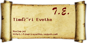Timári Evetke névjegykártya